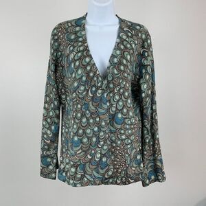 Chico's Cardigan sz 1 (8) Silver Sparkle Long Sleeve Single Button Closure